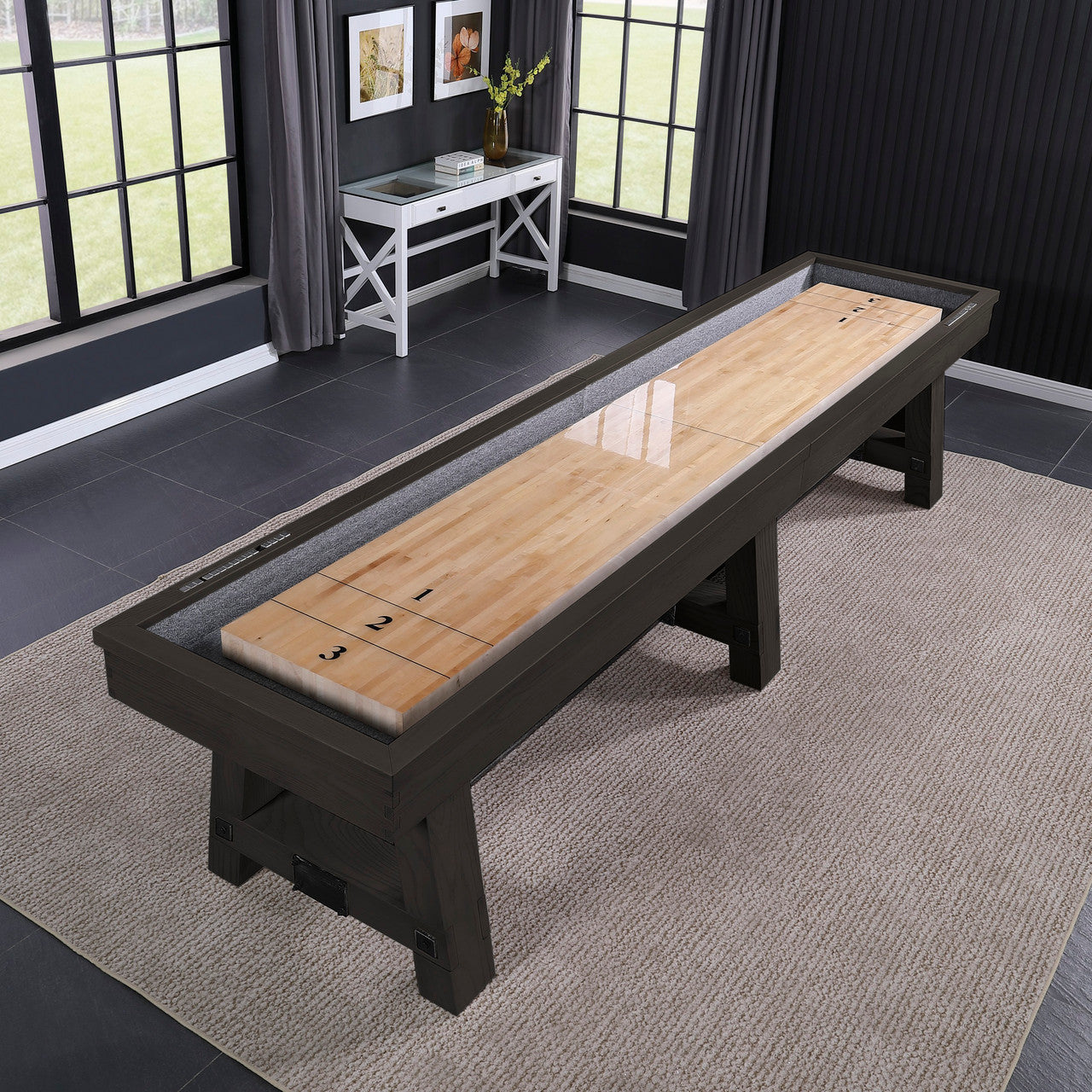 Playcraft 12' Yukon Pro-Style Shuffleboard Table in Weathered Fieldstone