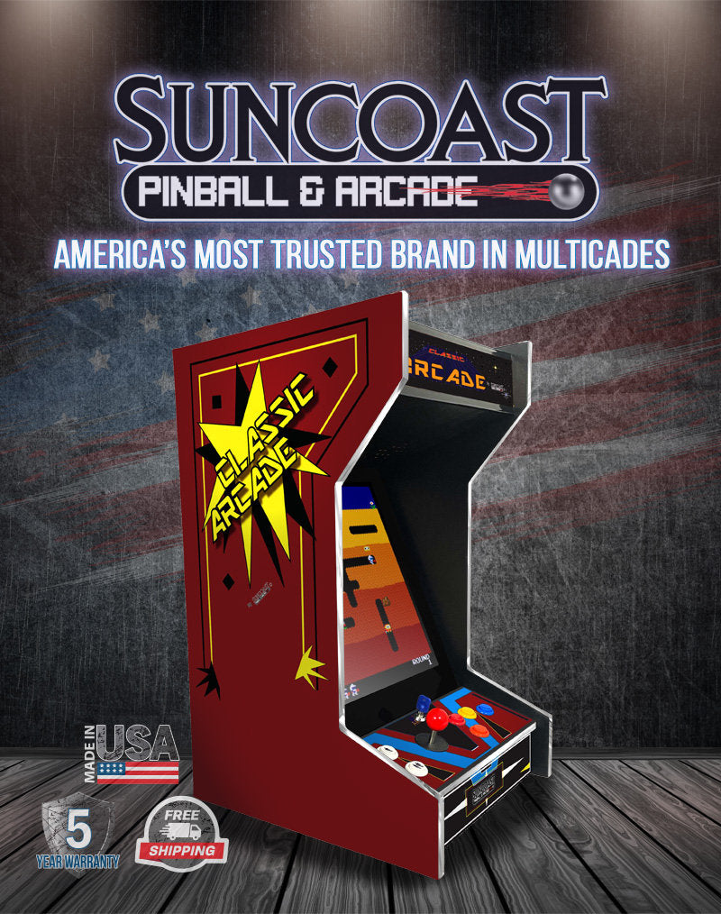 Suncoast Arcade Tabletop Brown Classic Arcade Machine - Lit Marquee - 60 Games