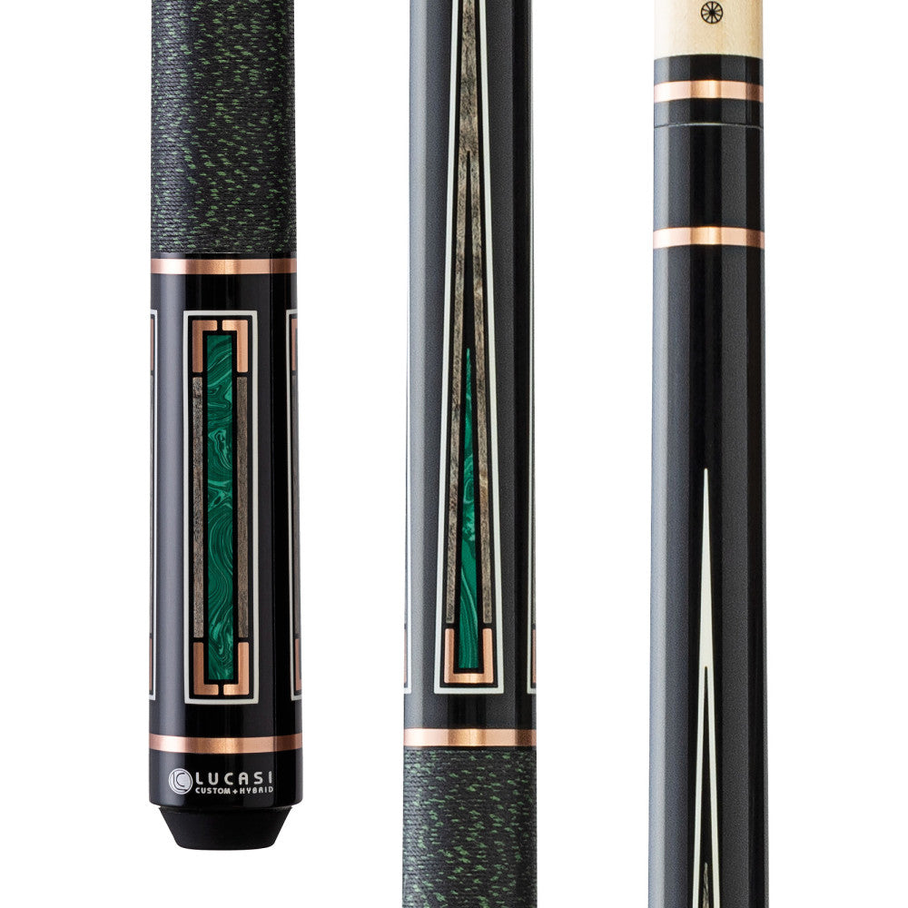 Lucasi Custom Art Deco Rose Gold & Malachite Cue