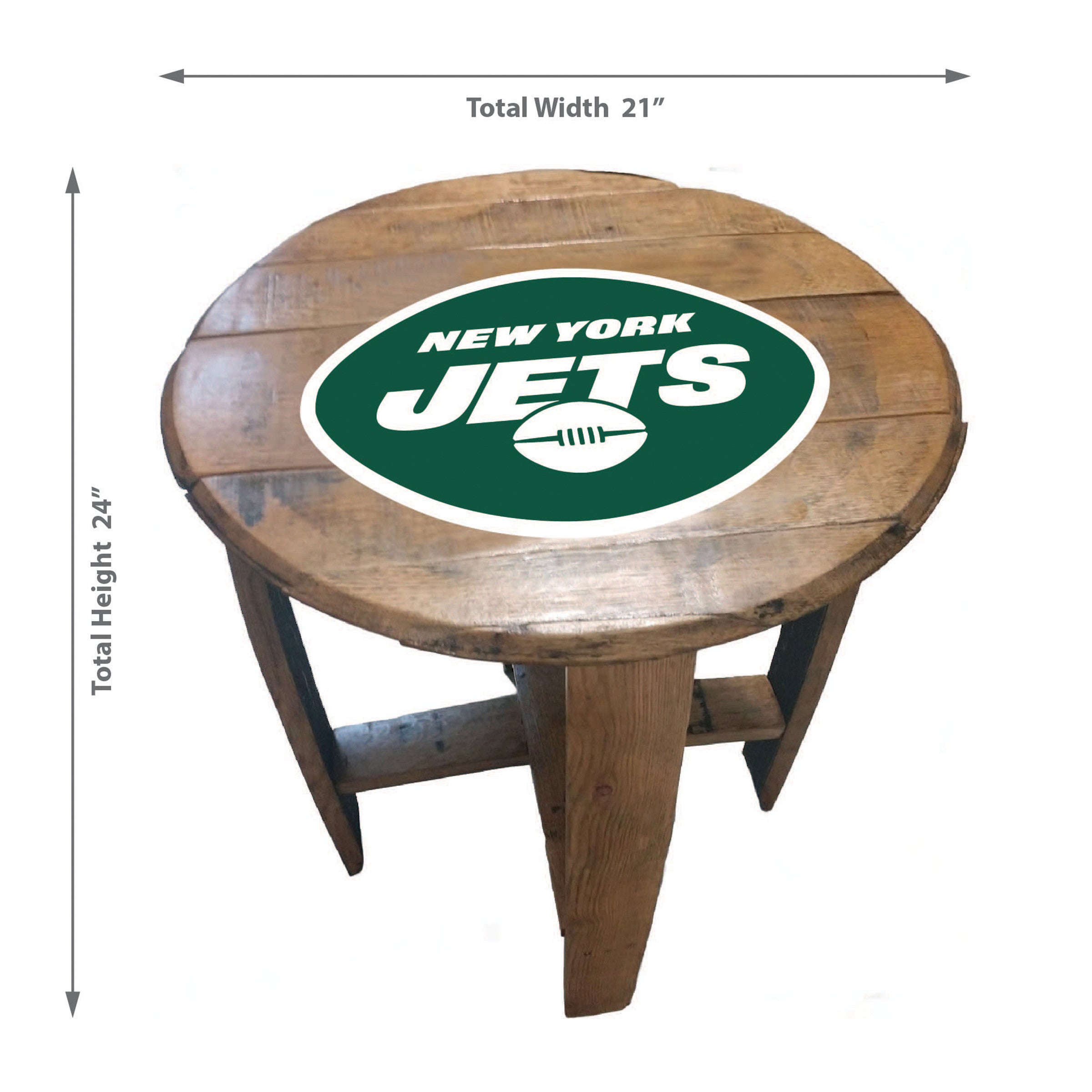 Imperial New York Jets Oak Barrel Table